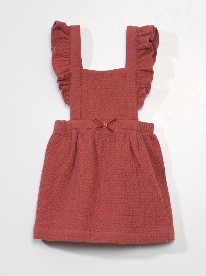 Vestido com alças com folhos VERMELHO - Kiabi