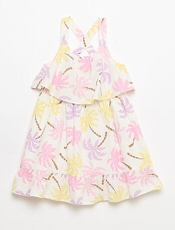 Vestido com alças cruzadas + folhos em forma de saco
