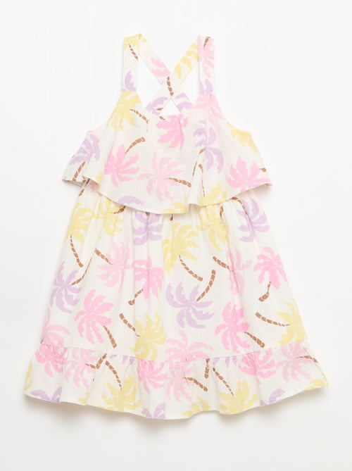 Vestido com alças cruzadas + folhos em forma de saco - Kiabi