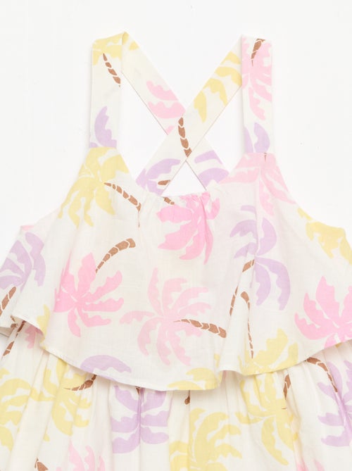 Vestido com alças cruzadas + folhos em forma de saco - Kiabi