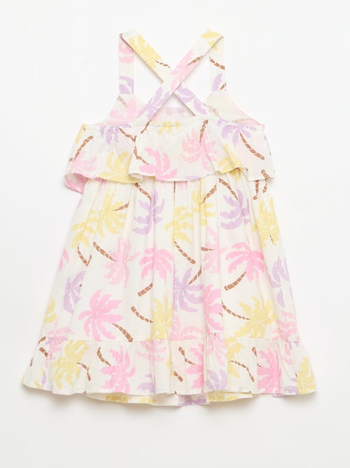Vestido com alças cruzadas + folhos em forma de saco - Kiabi