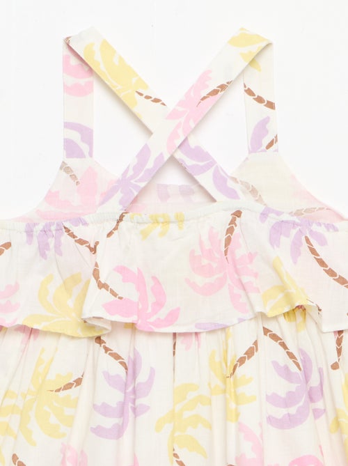 Vestido com alças cruzadas + folhos em forma de saco - Kiabi