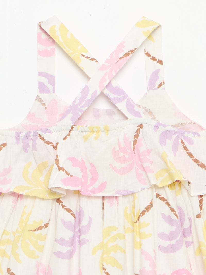 Vestido com alças cruzadas + folhos em forma de saco Bege - Kiabi