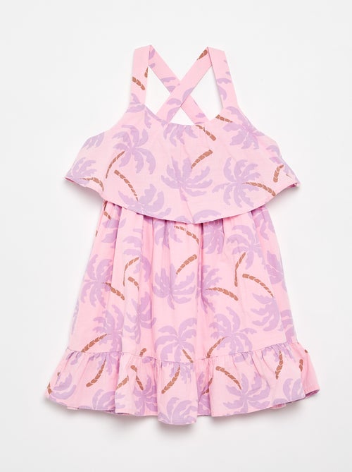 Vestido com alças cruzadas + folhos em forma de saco - Kiabi