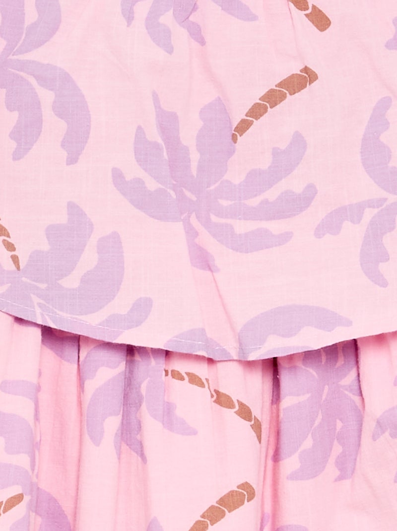 Vestido com alças cruzadas + folhos em forma de saco Rosa - Kiabi