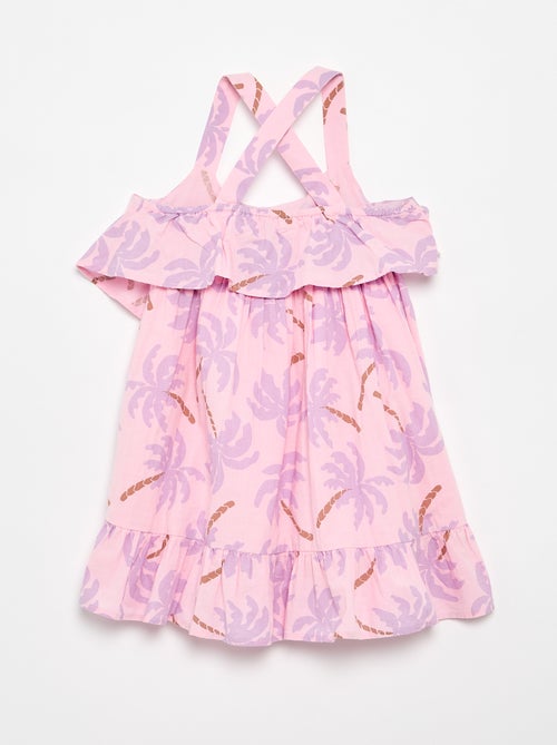 Vestido com alças cruzadas + folhos em forma de saco - Kiabi