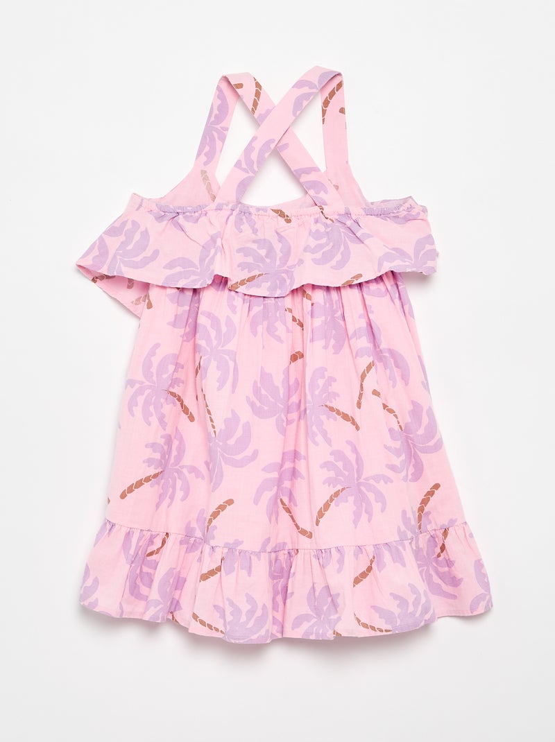 Vestido com alças cruzadas + folhos em forma de saco Rosa - Kiabi