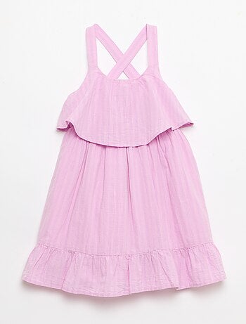 Vestido com alças cruzadas + folhos em forma de saco