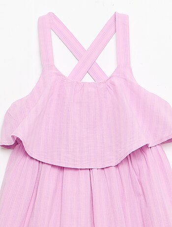 Vestido com alças cruzadas + folhos em forma de saco