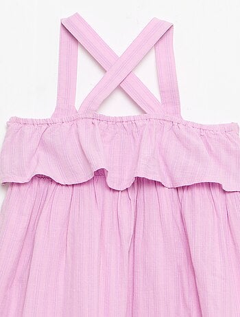 Vestido com alças cruzadas + folhos em forma de saco