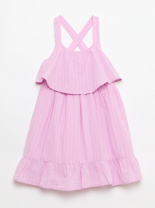 Vestido com alças cruzadas + folhos em forma de saco - Kiabi