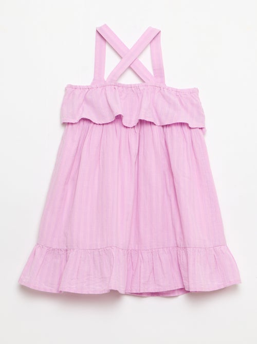 Vestido com alças cruzadas + folhos em forma de saco - Kiabi