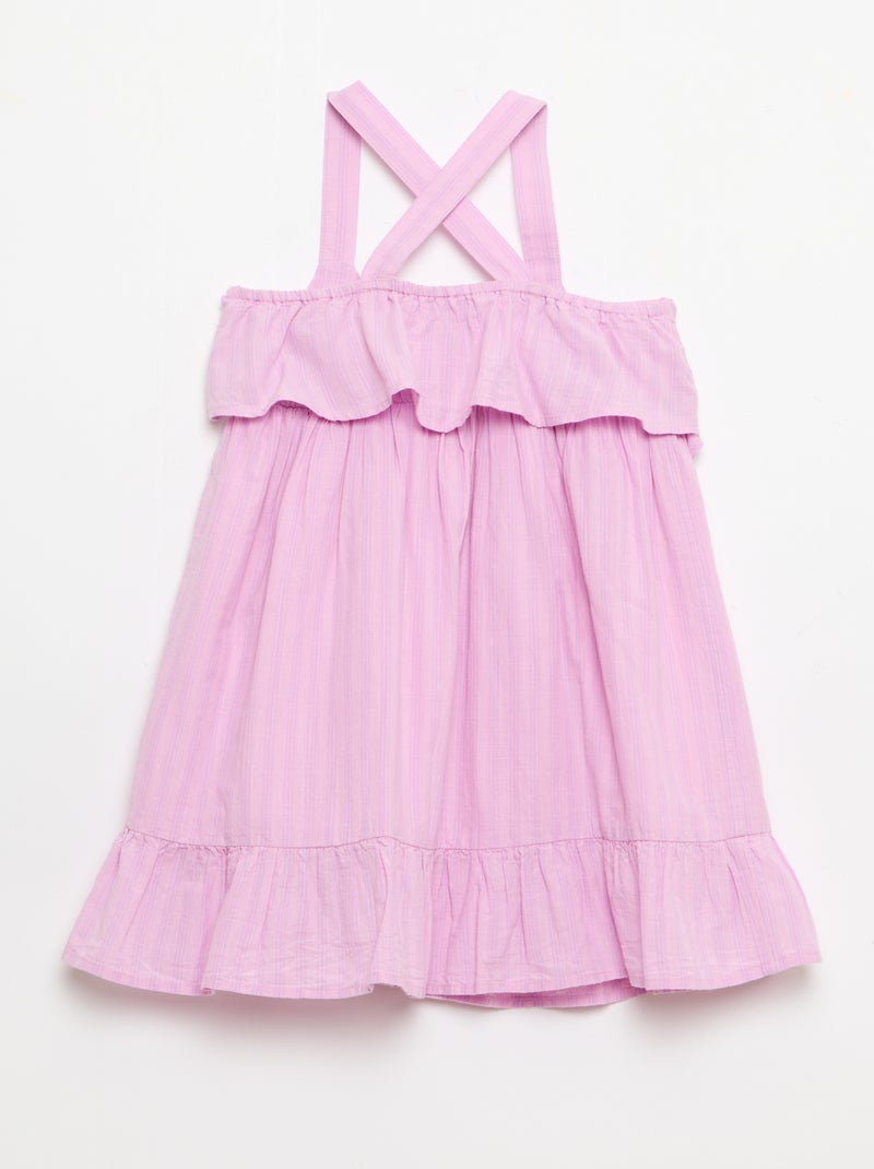 Vestido com alças cruzadas + folhos em forma de saco Violeta - Kiabi