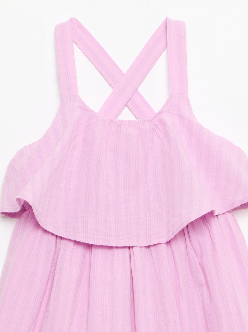 Vestido com alças cruzadas + folhos em forma de saco Violeta - Kiabi