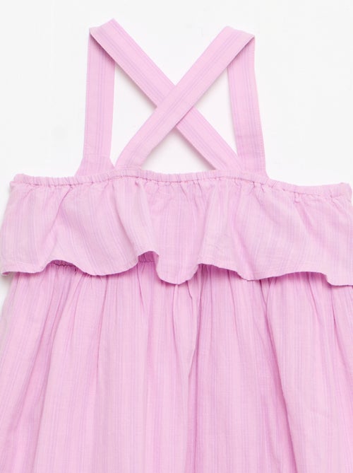 Vestido com alças cruzadas + folhos em forma de saco - Kiabi