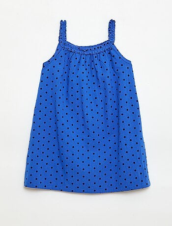 Vestido com alças e gola com folhos