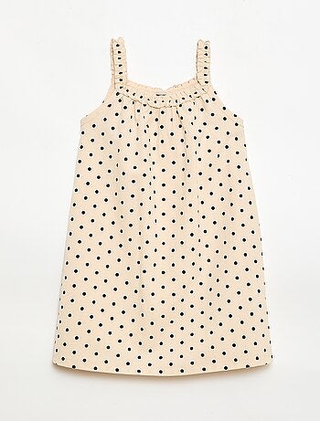 Vestido com alças e gola com folhos