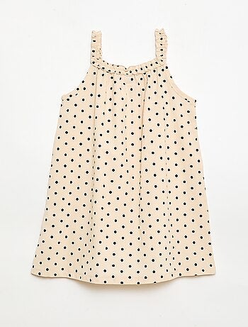 Vestido com alças e gola com folhos