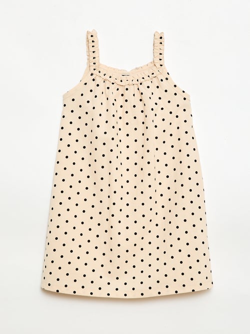 Vestido com alças e gola com folhos - Kiabi