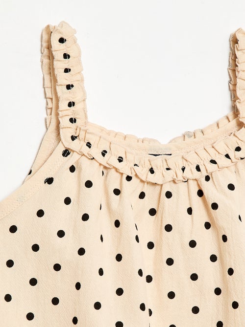 Vestido com alças e gola com folhos - Kiabi