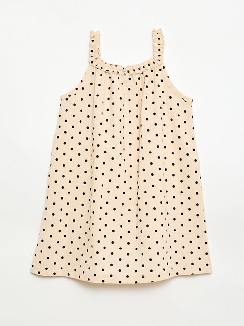 Vestido com alças e gola com folhos - Kiabi