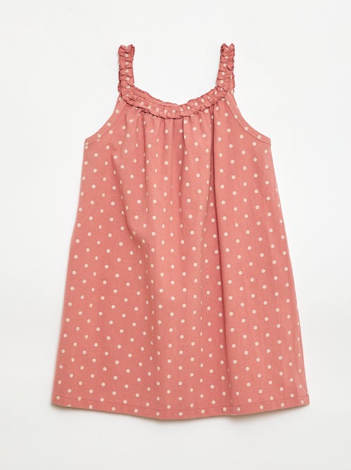 Vestido com alças e gola com folhos - Kiabi