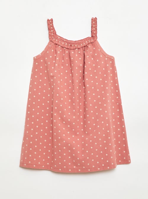 Vestido com alças e gola com folhos - Kiabi