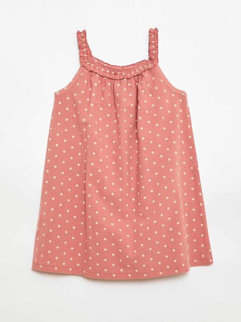 Vestido com alças e gola com folhos Rosa - Kiabi