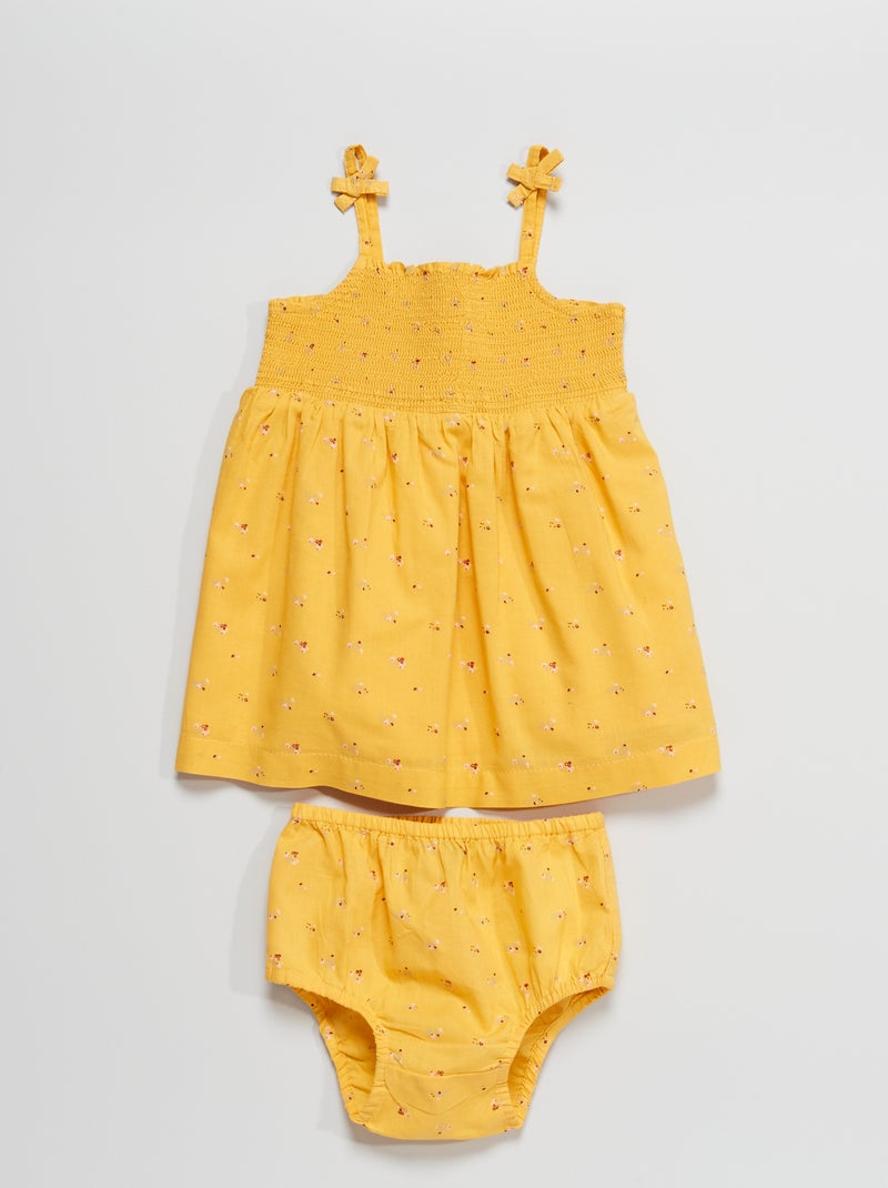 Vestido com alças finas + bloomer AMARELO - Kiabi