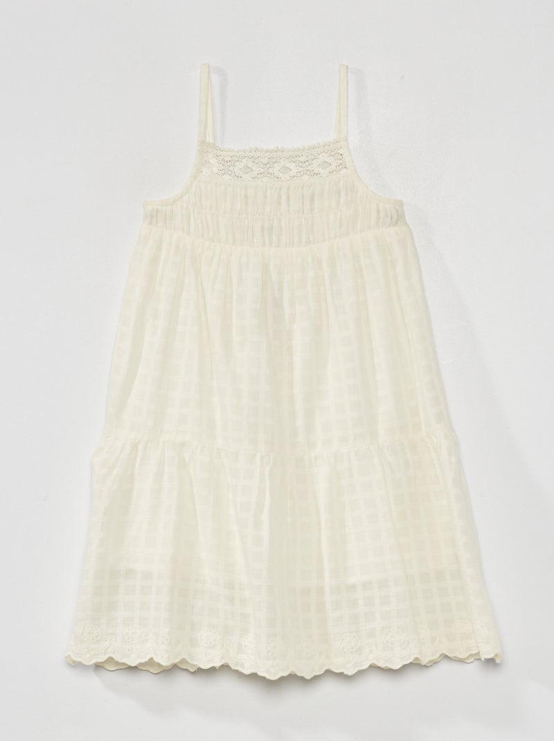 Vestido com alças finas Branco - Kiabi