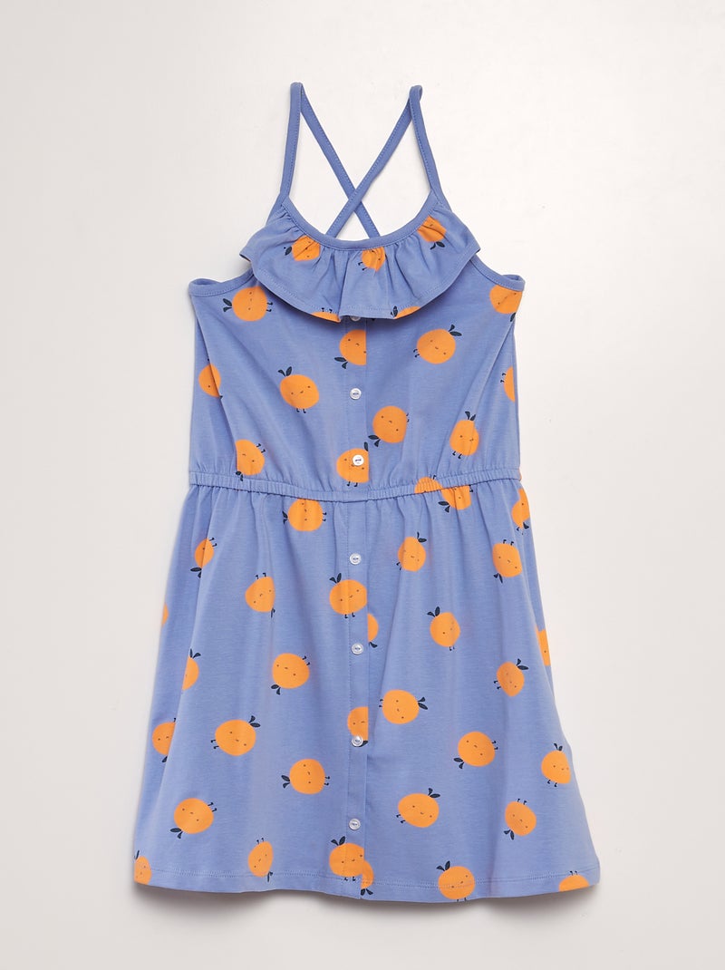 Vestido com alças finas cruzadas atrás AZUL - Kiabi