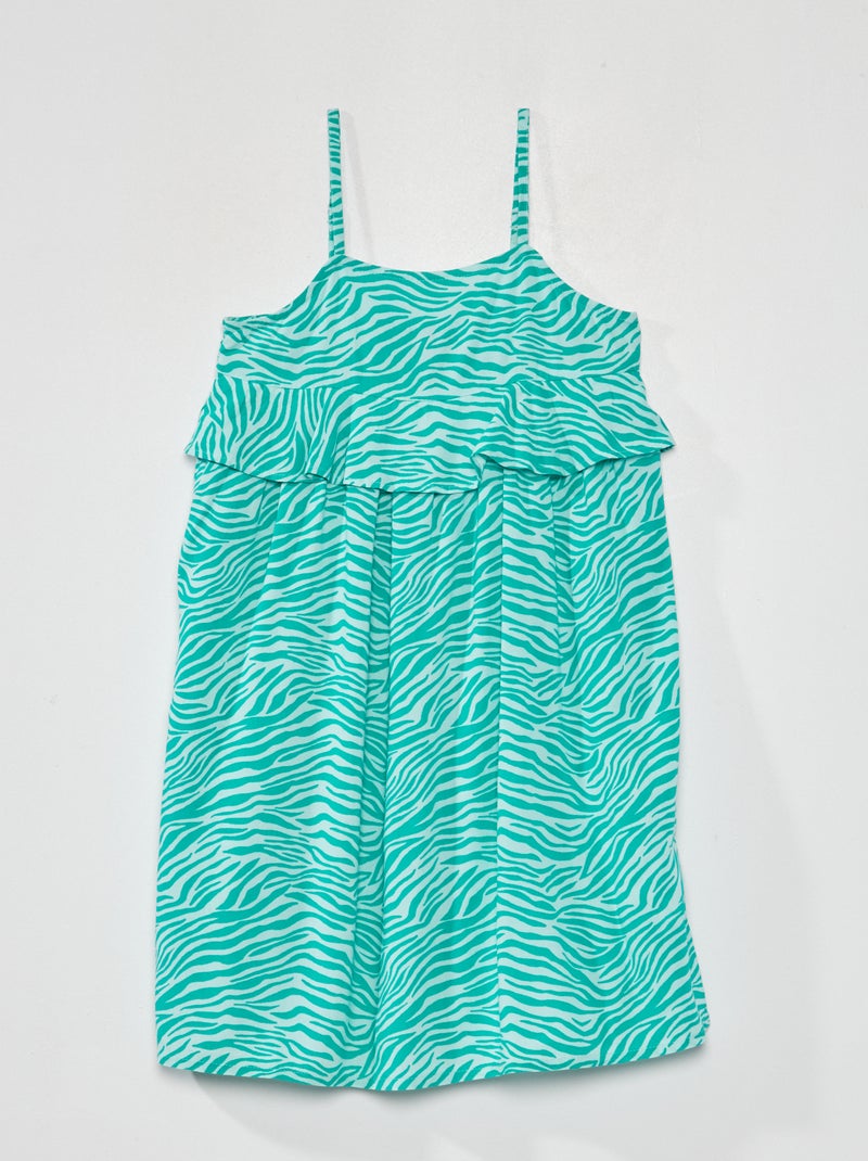 Vestido com alças finas e estampado de fantasia 'zebra' AZUL - Kiabi