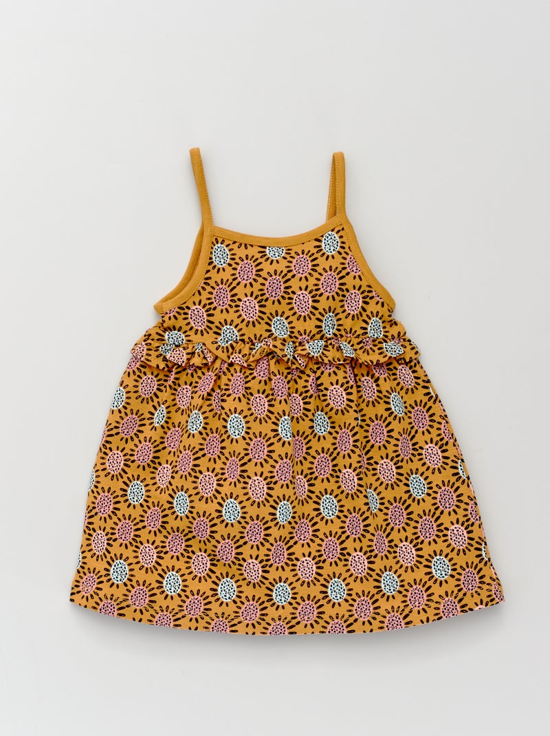 Vestido com alças finas e estampado étnico AMARELO - Kiabi