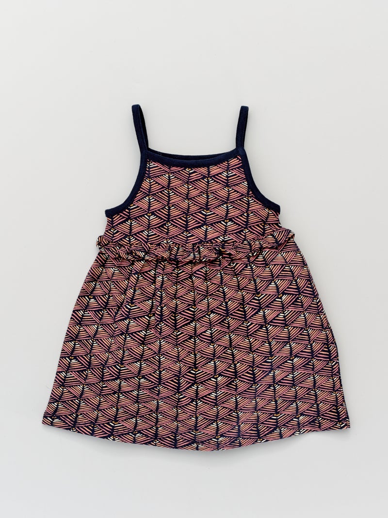 Vestido com alças finas e estampado étnico AZUL - Kiabi