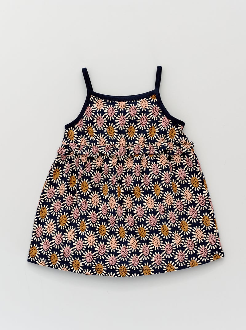 Vestido com alças finas e estampado étnico AZUL - Kiabi