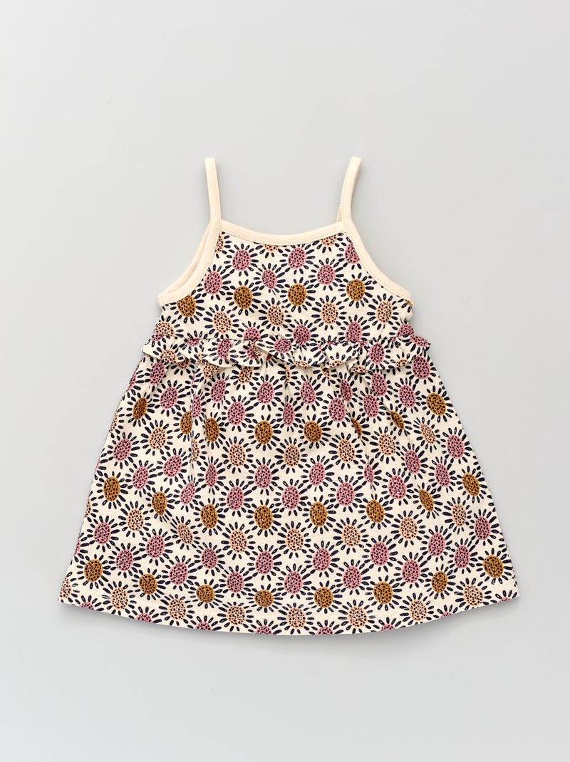 Vestido com alças finas e estampado étnico BRANCO - Kiabi