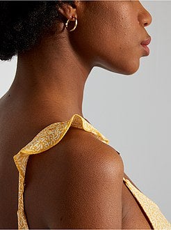 Vestido com alças finas e pequenos folhos - Kiabi