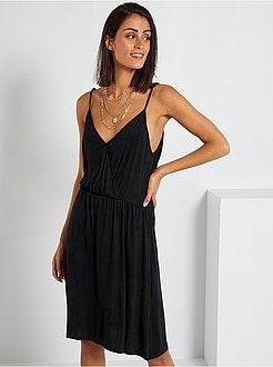 Vestido com alças finas em malha fluida - Kiabi