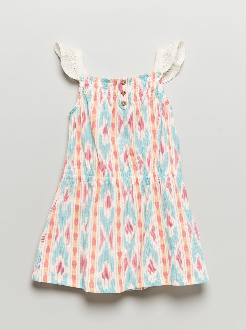 Vestido com alças finas estampado fantasia AZUL - Kiabi