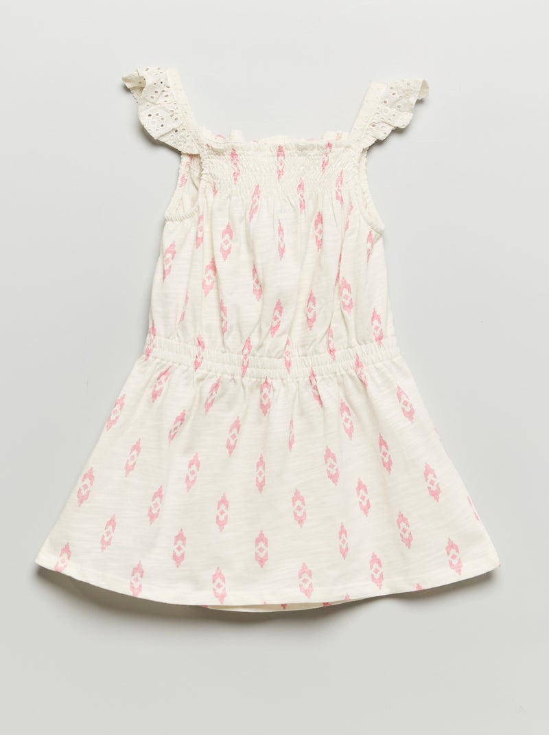 Vestido com alças finas estampado fantasia BRANCO - Kiabi