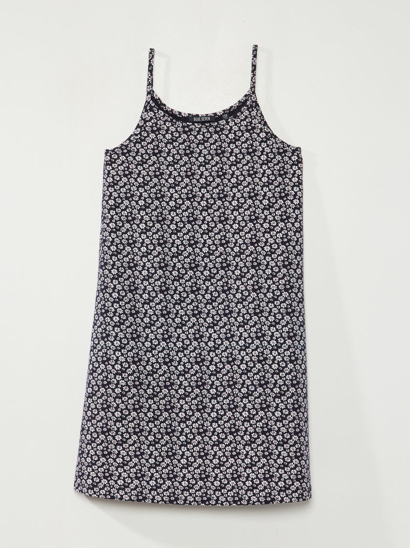Vestido com alças finas 'florido' Azul - Kiabi