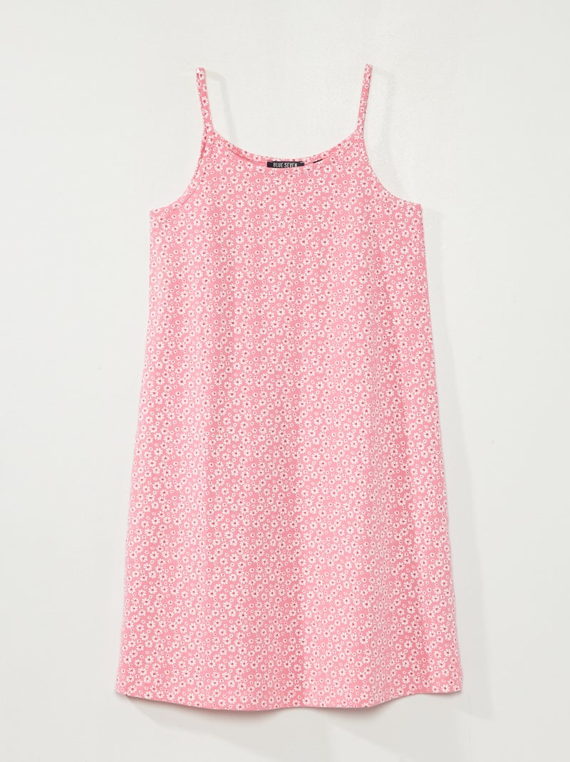 Vestido com alças finas 'florido' Rosa - Kiabi