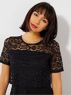 Vestido com aplicação de renda - Kiabi