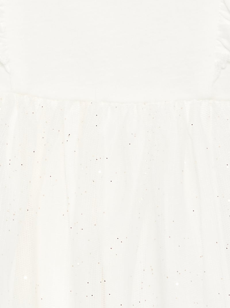 Vestido com base em tule cintilante Branco - Kiabi