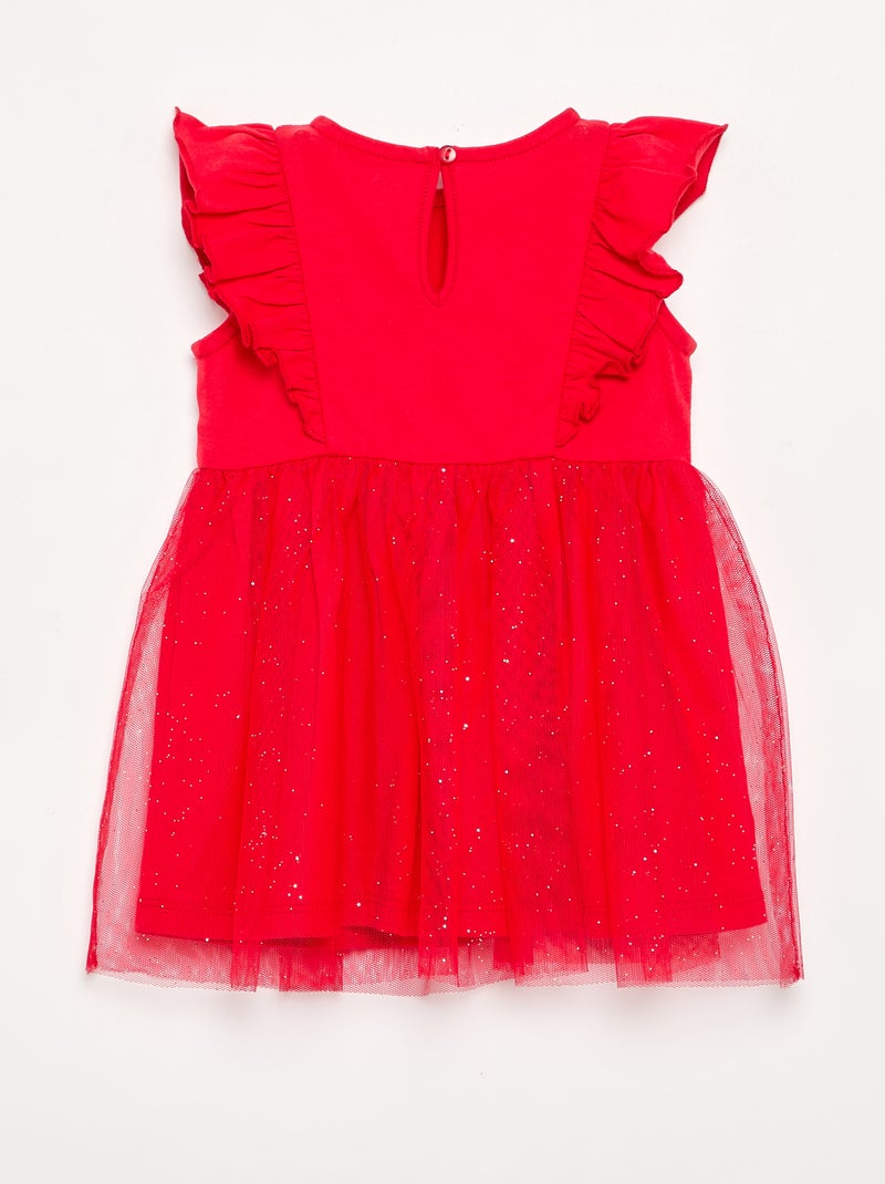 Vestido com base em tule cintilante Vermelho - Kiabi