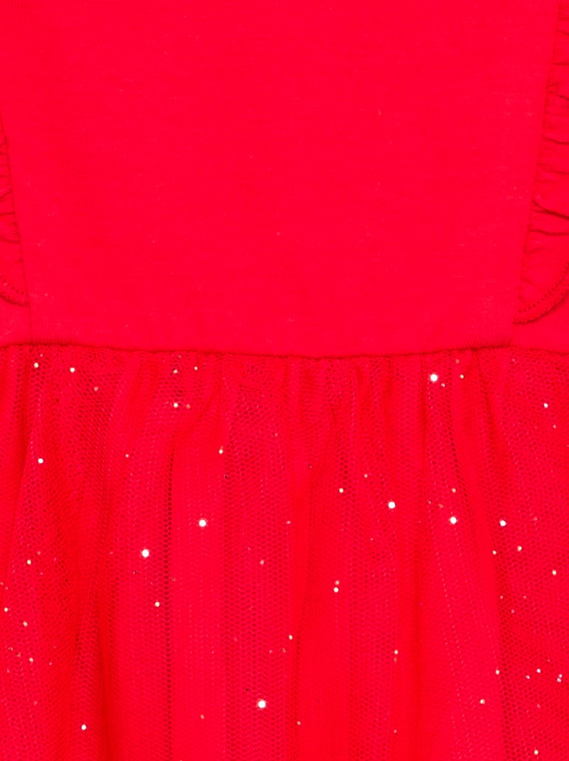 Vestido com base em tule cintilante Vermelho - Kiabi