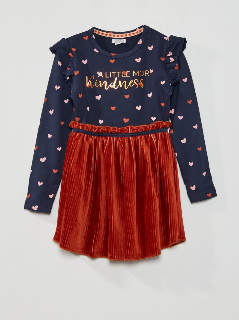Vestido com base em veludo AZUL - Kiabi