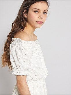 Vestido com bordado inglês - Kiabi