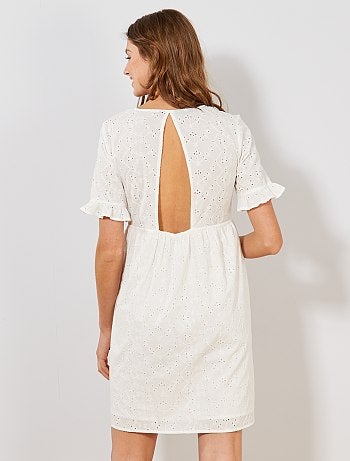 Vestido com bordado inglês - Kiabi