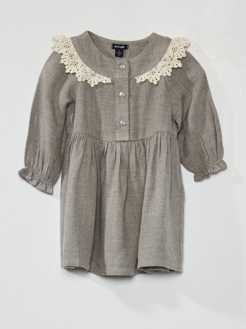 Vestido com bordado inglês - Kiabi